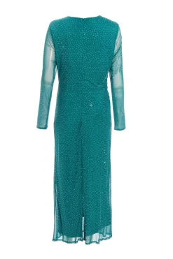 Quiz Rhinestone Midaxi Dress Bottle Green New
