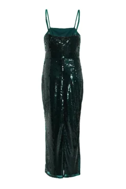 Quiz Bottle Green Sequin Midaxi Dress Clearance