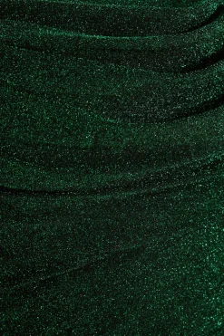 Quiz Bottle Green Shimmer Bardot Ruched Midi Dress Hot