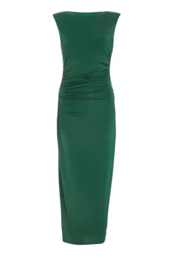 Quiz Bottle Green Shoulder Pad Midaxi Dress Hot