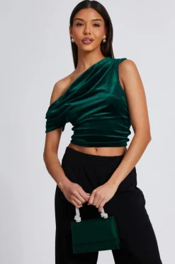 Quiz Velvet Asymmetric top Bottle Green