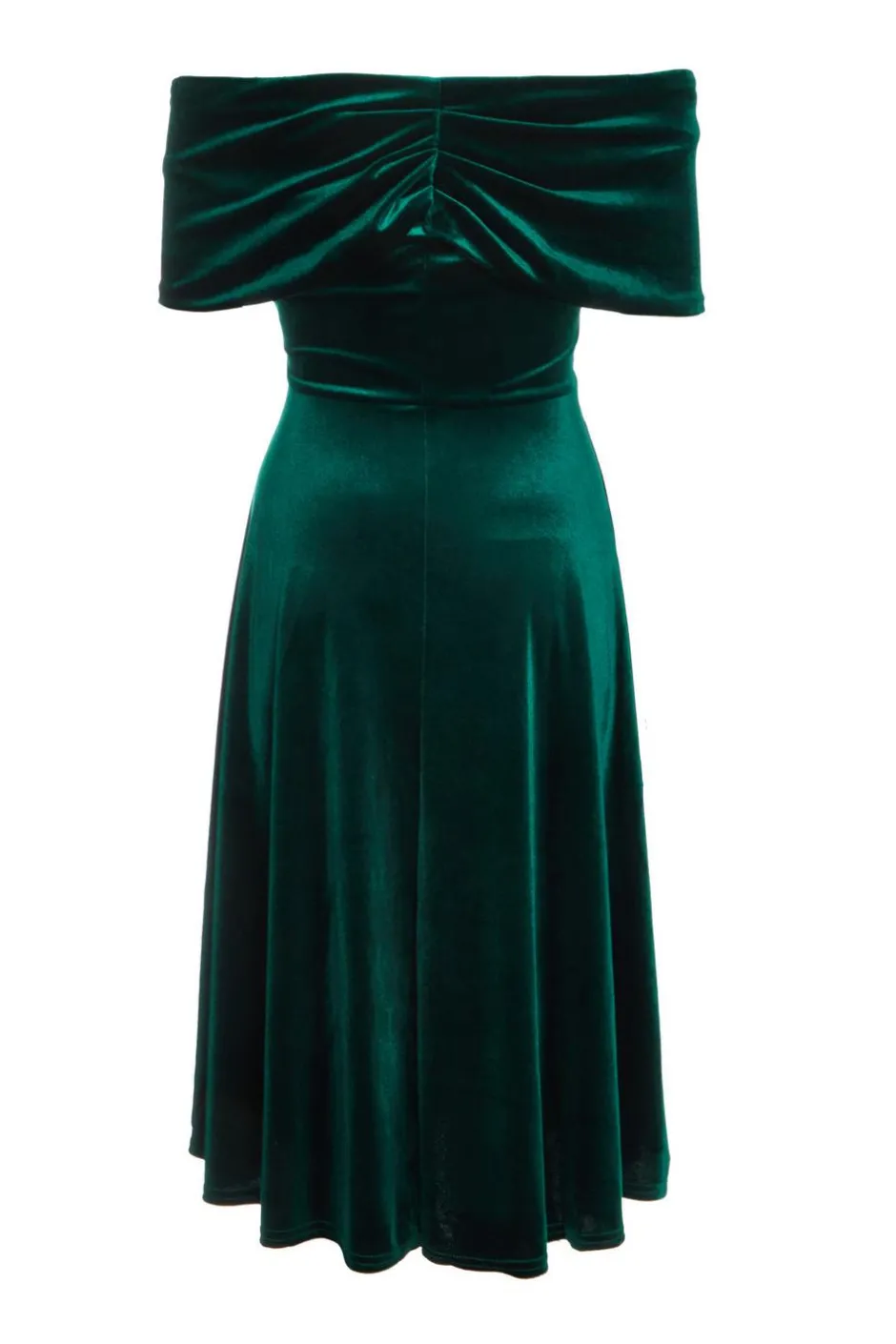 Quiz Bottle Green Velvet Bardot Midi Dress Hot