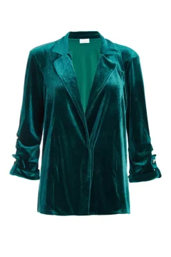 Quiz Velvet Blazer Bottle Green Clearance