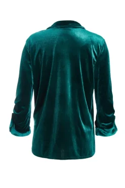 Quiz Velvet Blazer Bottle Green Clearance