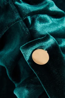 Quiz Velvet Blazer Bottle Green Clearance