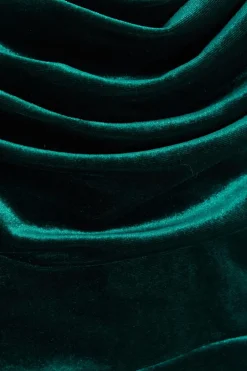 Quiz Bottle Green Velvet Cowl Neck Maxi Dress New