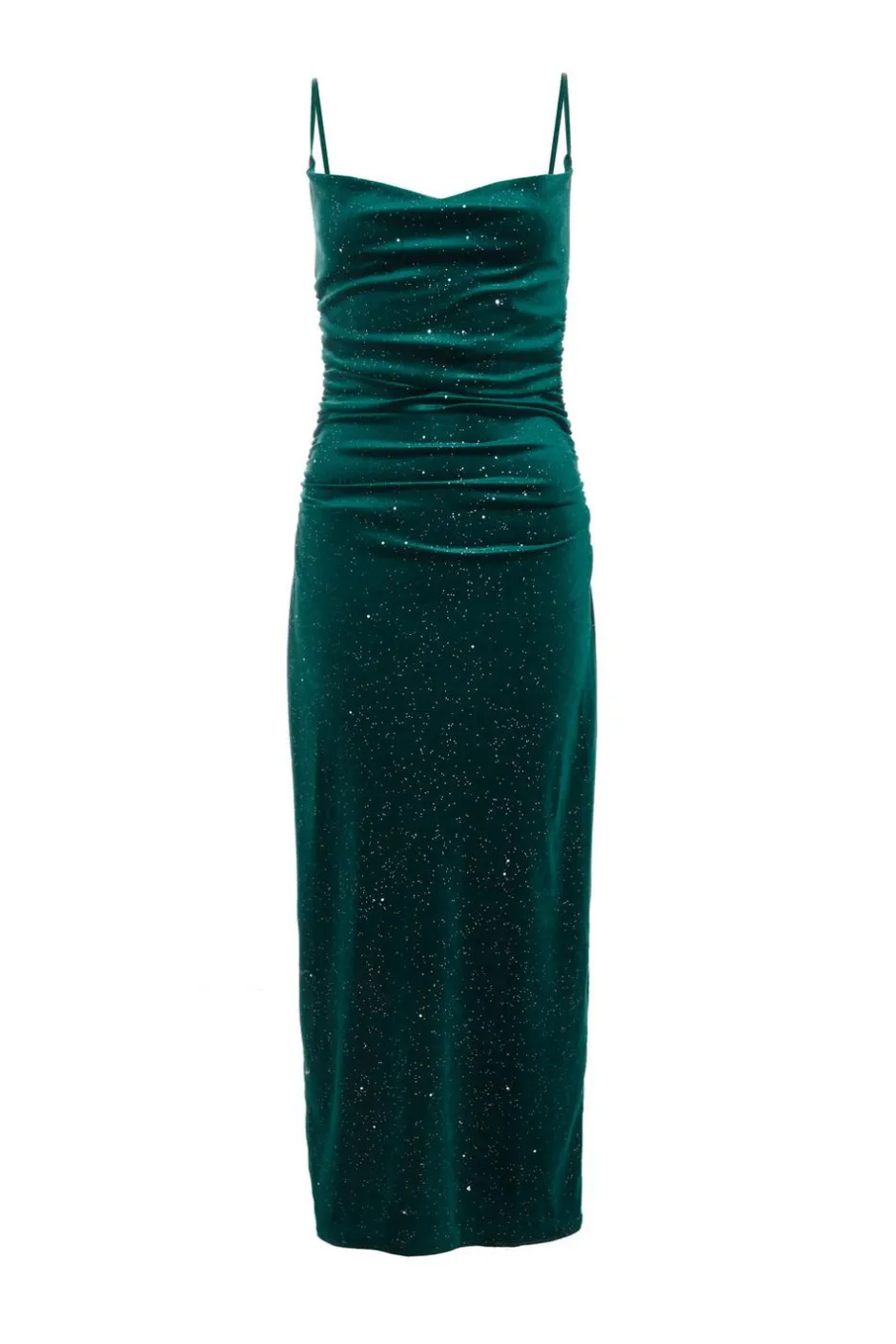 Quiz Bottle Green Velvet Glitter Midaxi Dress New