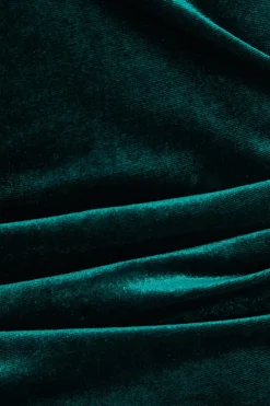 Quiz Velvet One Shoulder Midaxi Dress Bottle Green Clearance