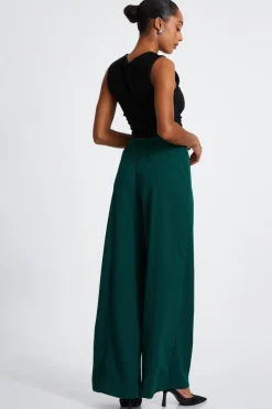 Quiz Wide Leg Trousers Bottle Green