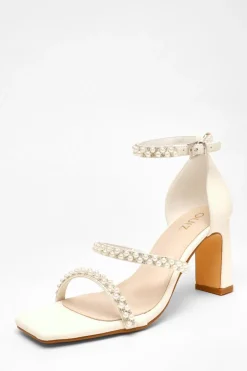 Quiz Bridal Faux Leather Pearl Strap Heels Best