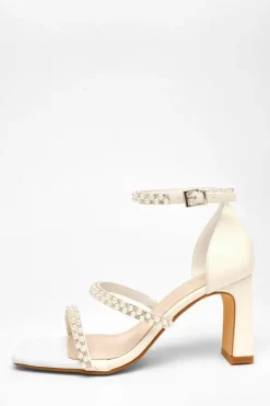Quiz Bridal Faux Leather Pearl Strap Heels Best