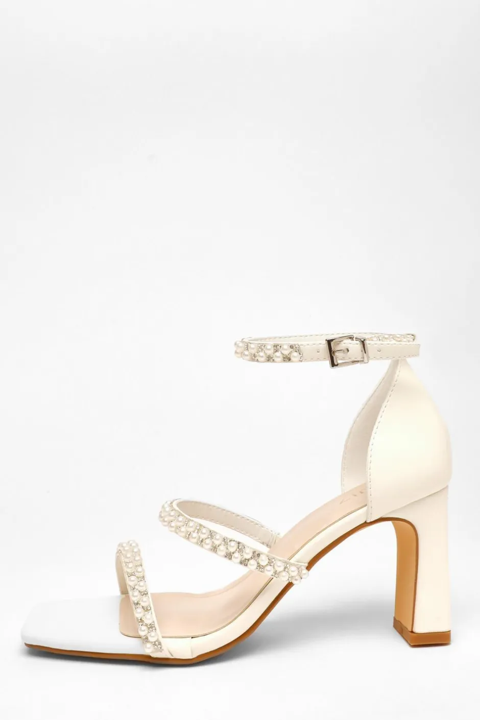 Quiz Bridal Faux Leather Pearl Strap Heels Best