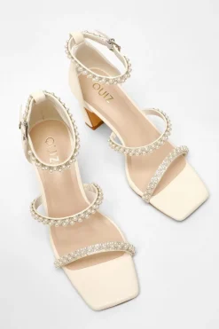 Quiz Bridal Faux Leather Pearl Strap Heels Best