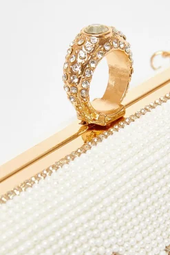 Quiz Bridal Gold Pearl Box Bag Hot