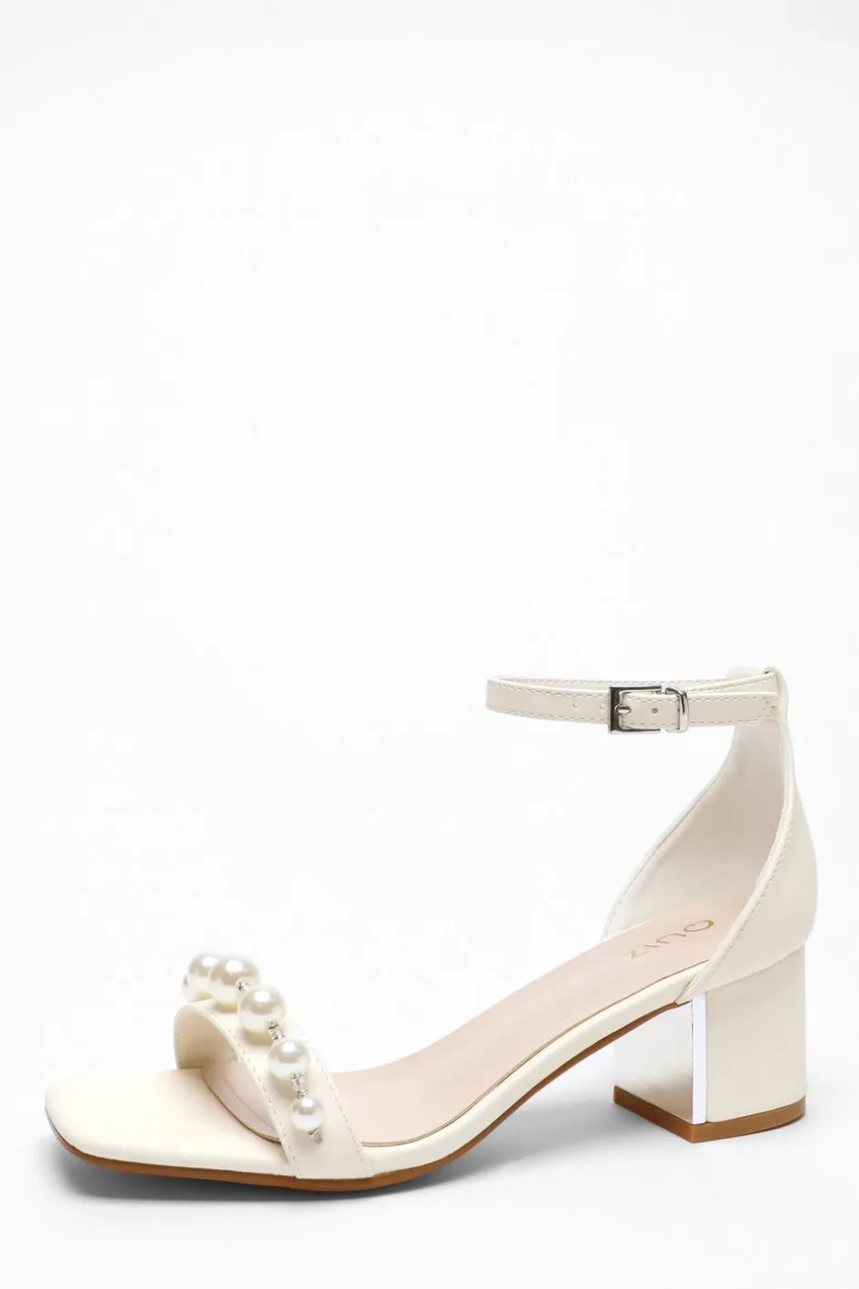 Quiz Bridal Pearl Strap Block Heeled Sandals Hot