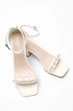 Quiz Bridal Pearl Strap Block Heeled Sandals Hot