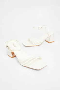Quiz Bridal White Block Heel Sandals Clearance