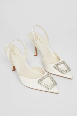 Quiz Bridal Brooch Court Heels White