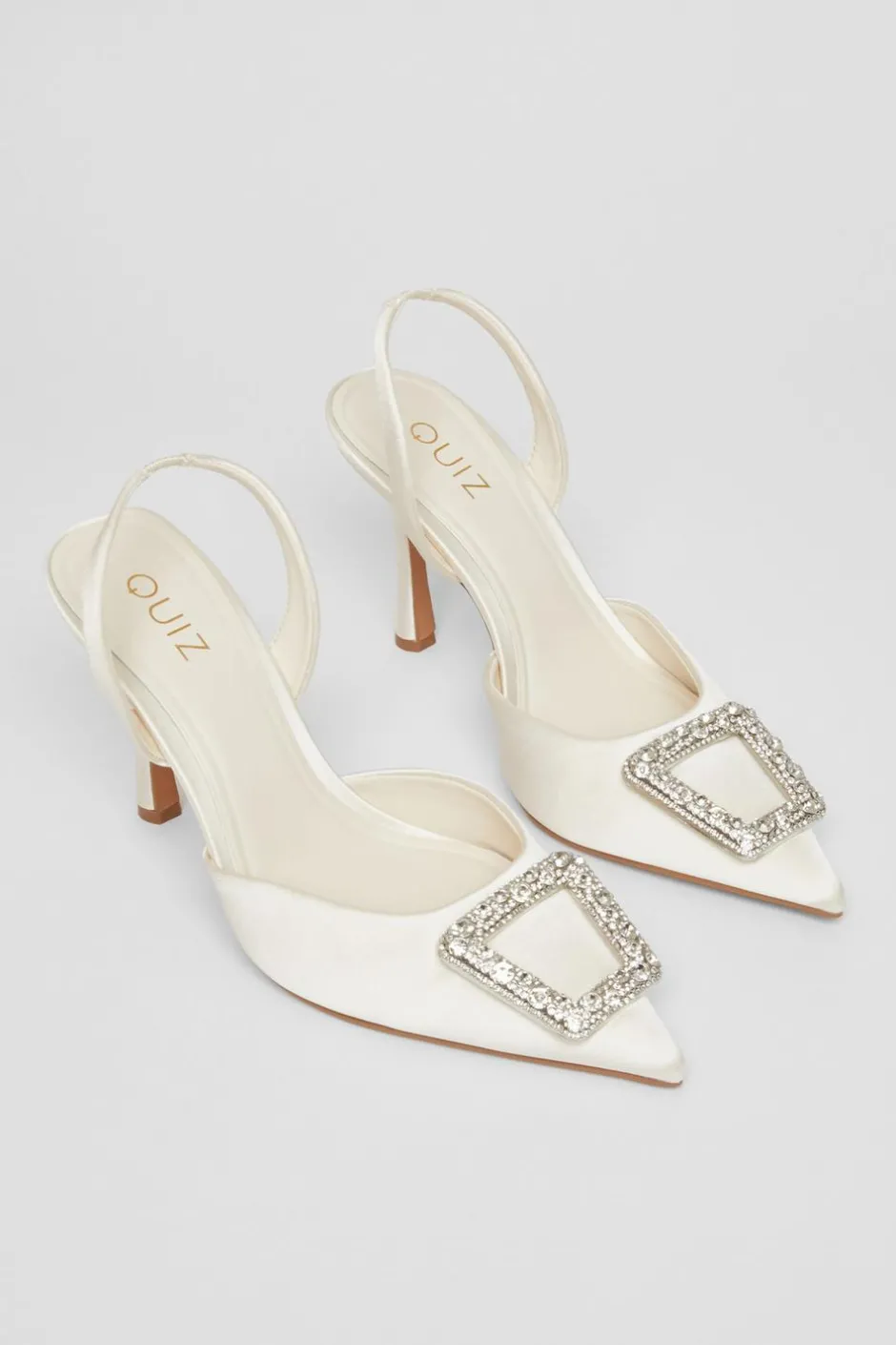 Quiz Bridal Brooch Court Heels White