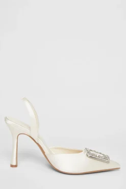 Quiz Bridal Brooch Court Heels White
