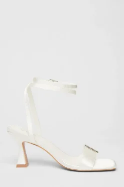 Quiz Bridal White Buckle Front Heels