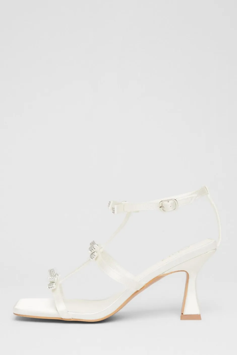 Quiz Bridal White Diamante Bow Heels Outlet