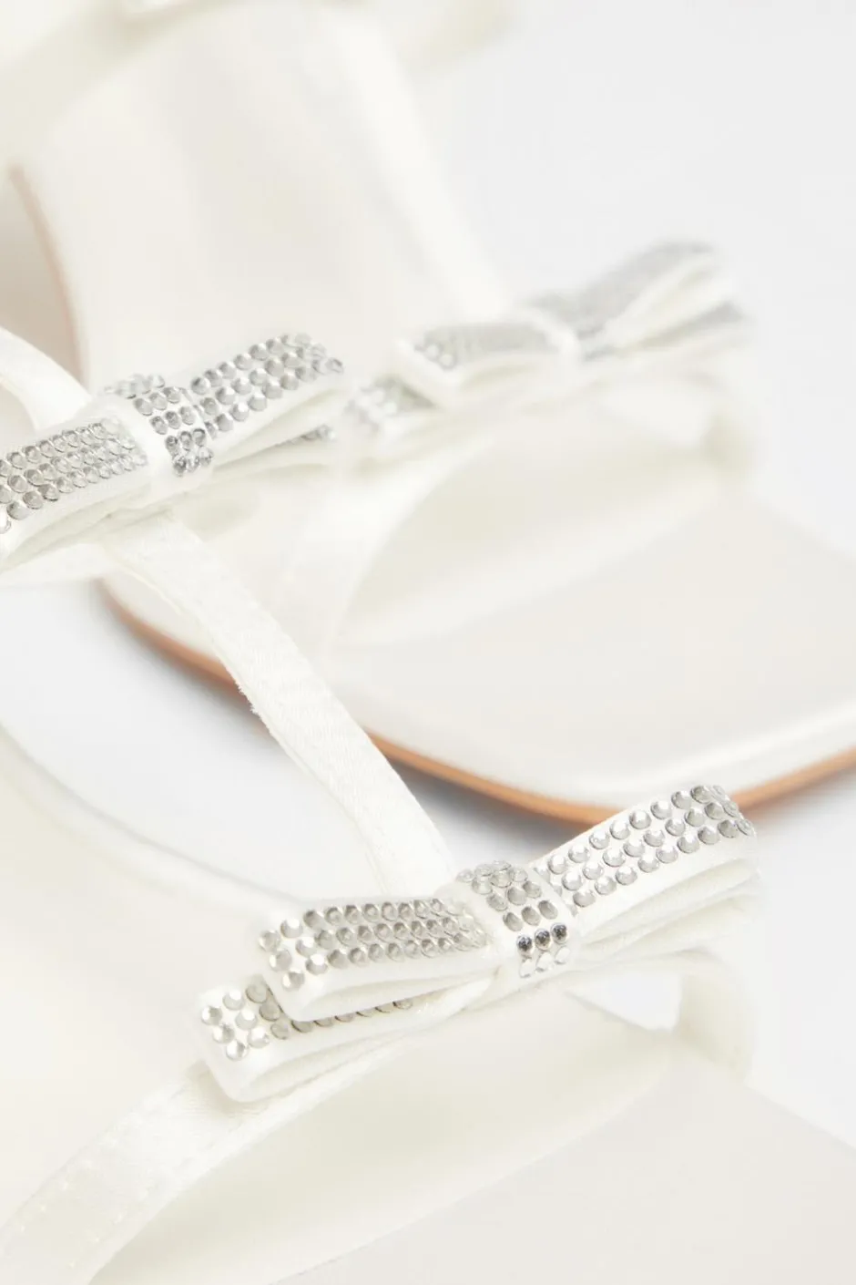 Quiz Bridal White Diamante Bow Heels Outlet