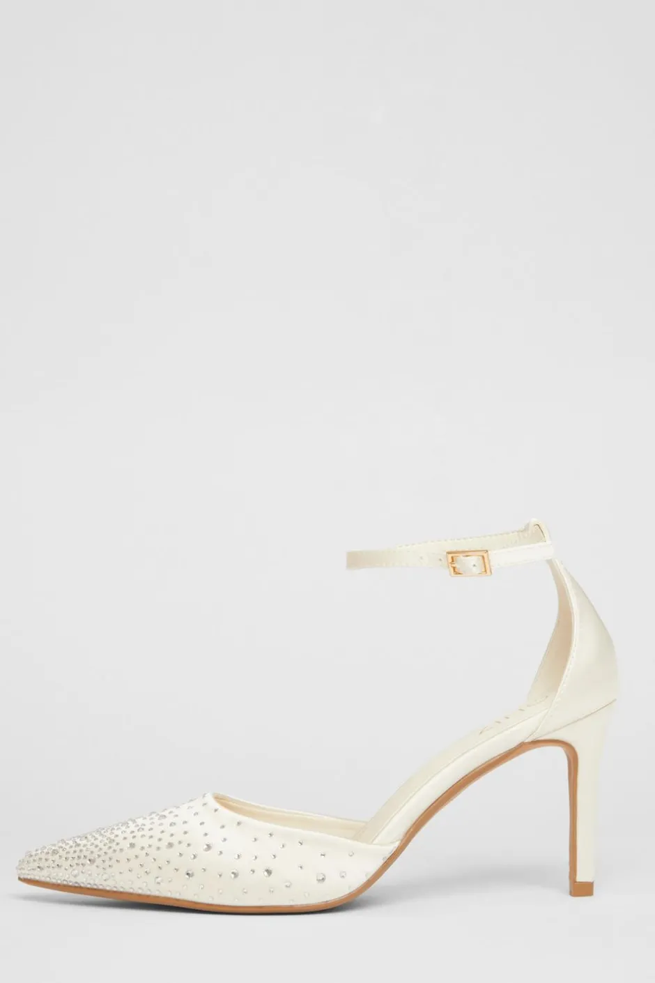 Quiz Bridal Diamante Court Heels White Outlet