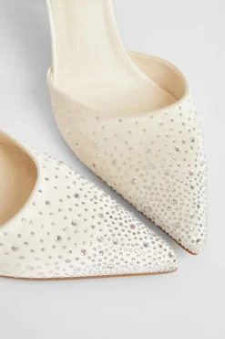 Quiz Bridal Diamante Court Heels White Outlet
