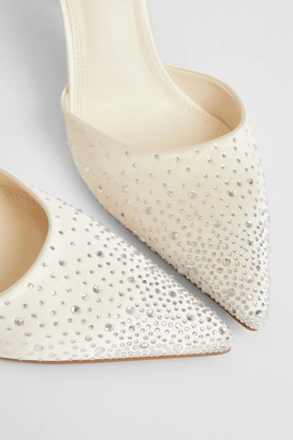 Quiz Bridal Diamante Court Heels White Outlet