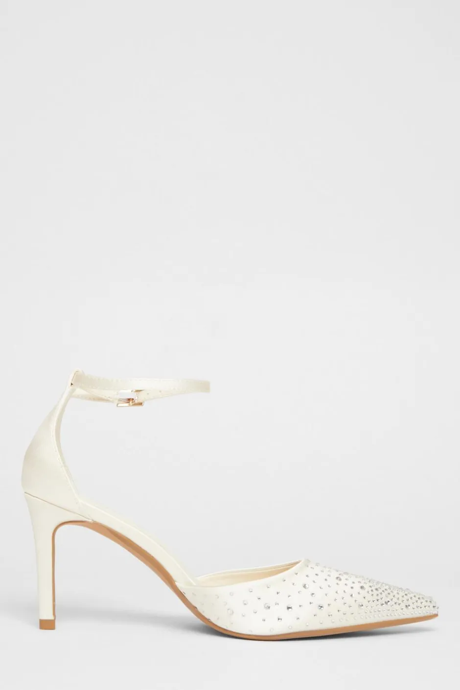 Quiz Bridal Diamante Court Heels White Outlet