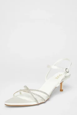 Quiz Bridal White Diamante Cross Strap Heels Hot