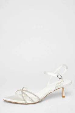 Quiz Bridal White Diamante Cross Strap Heels Hot