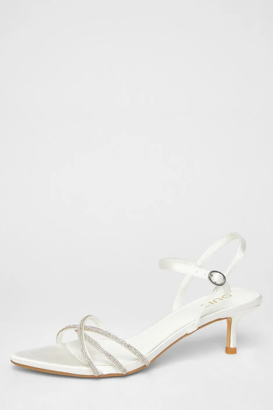 Quiz Bridal White Diamante Cross Strap Heels Hot