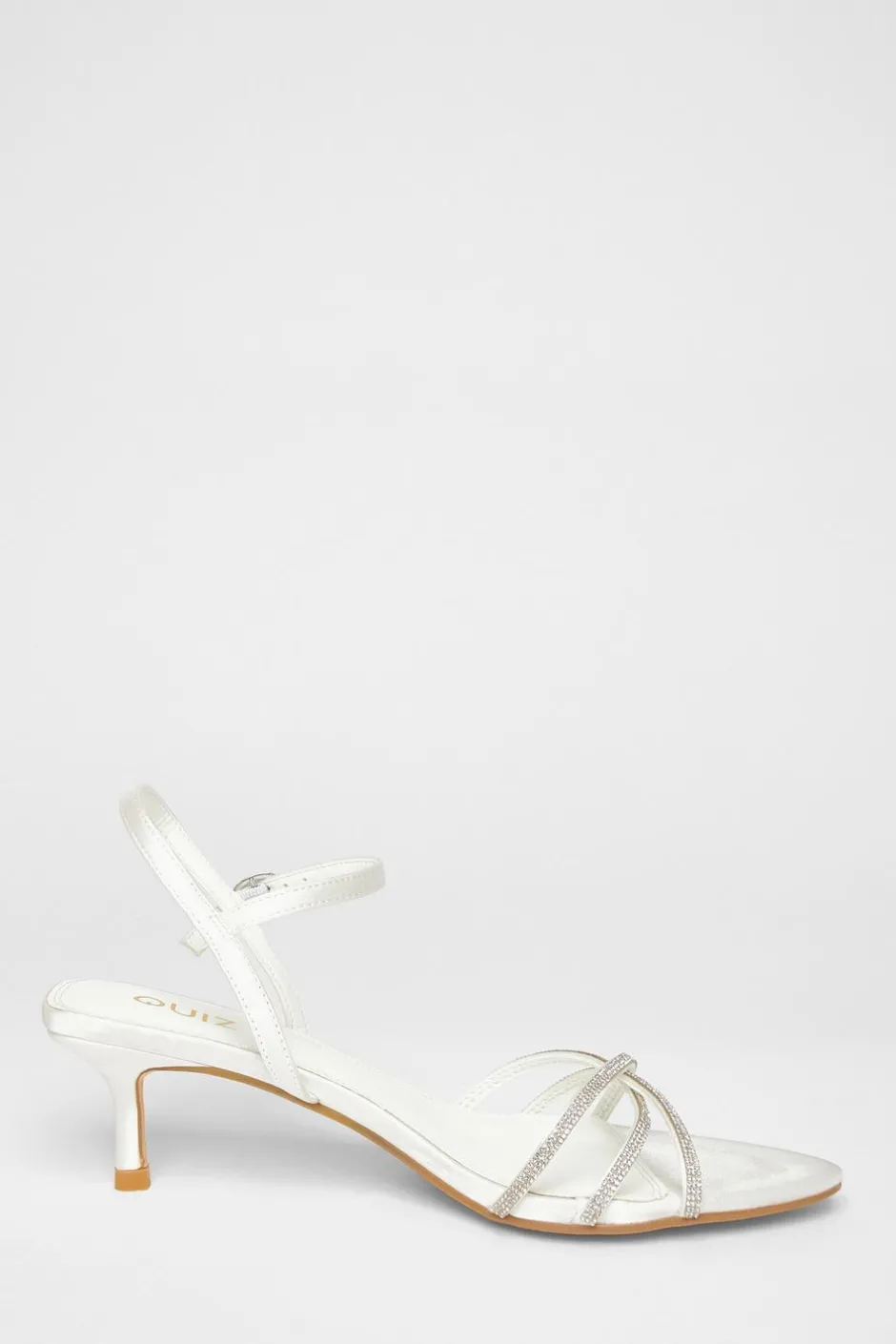 Quiz Bridal White Diamante Cross Strap Heels Hot