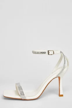 Quiz Bridal White Diamante Heels Hot