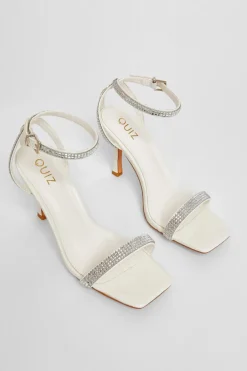Quiz Bridal White Diamante Heels Hot