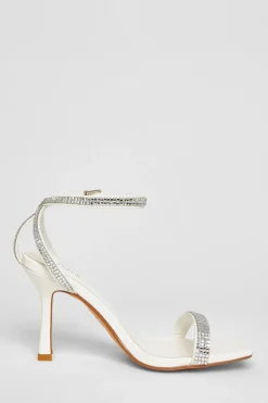 Quiz Bridal White Diamante Heels Hot