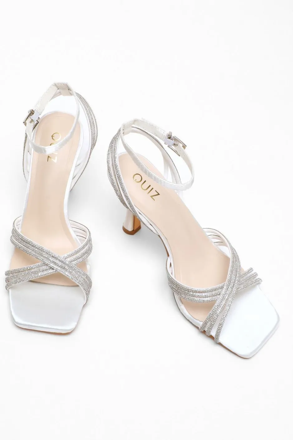 Quiz Bridal White Diamante Heeled Sandals Best