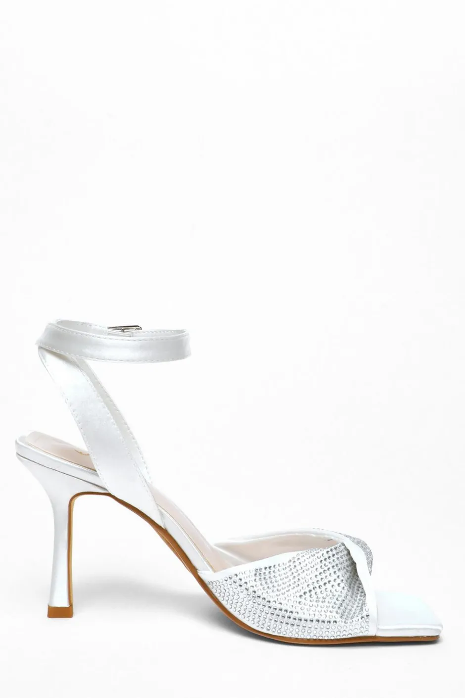 Quiz Bridal Diamante Twist Heeled Sandals White