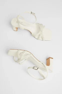 Quiz Bridal White Embellished Block Heels New
