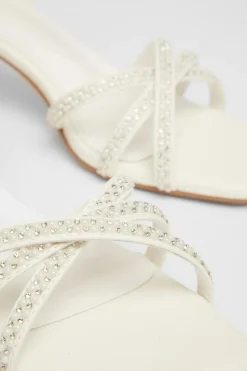 Quiz Bridal White Embellished Block Heels New