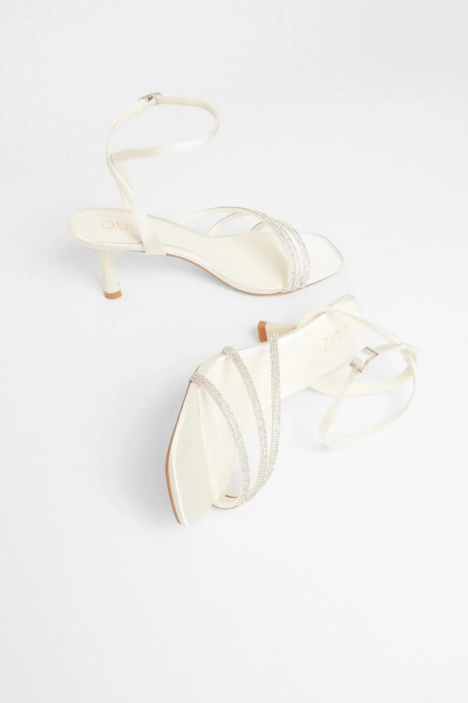 Quiz Bridal White Embellished Heels Outlet
