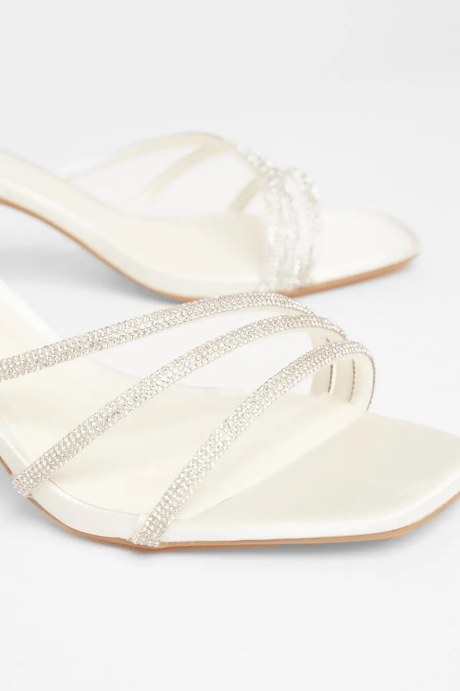 Quiz Bridal White Embellished Heels Outlet