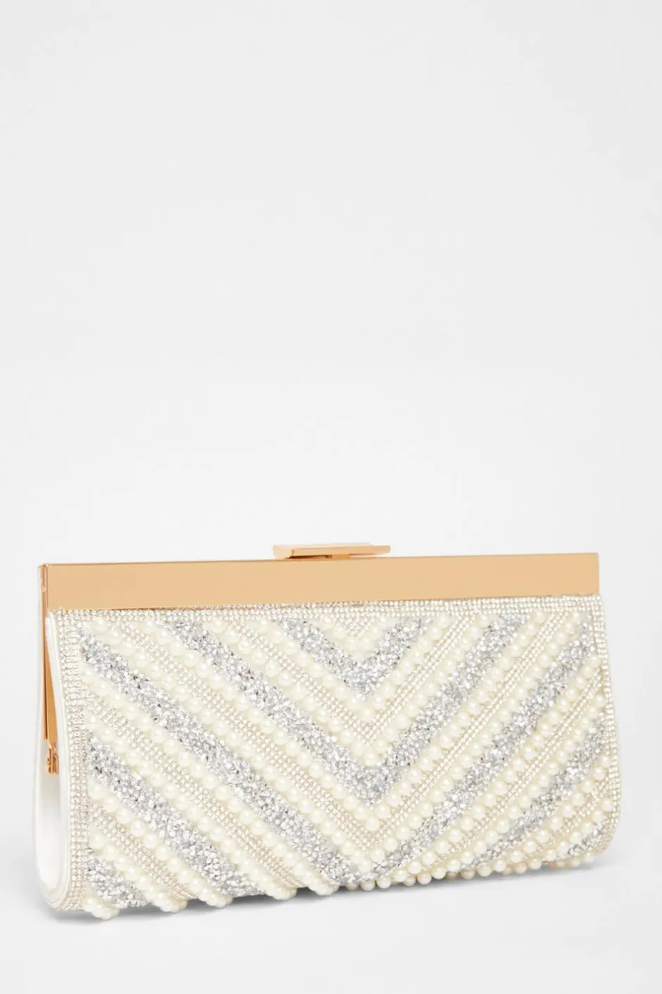 Quiz Bridal White Embellished Clutch Bag Outlet