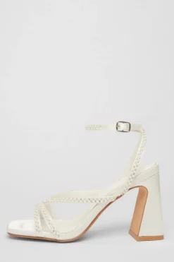 Quiz Bridal White Embellished Block Heels
