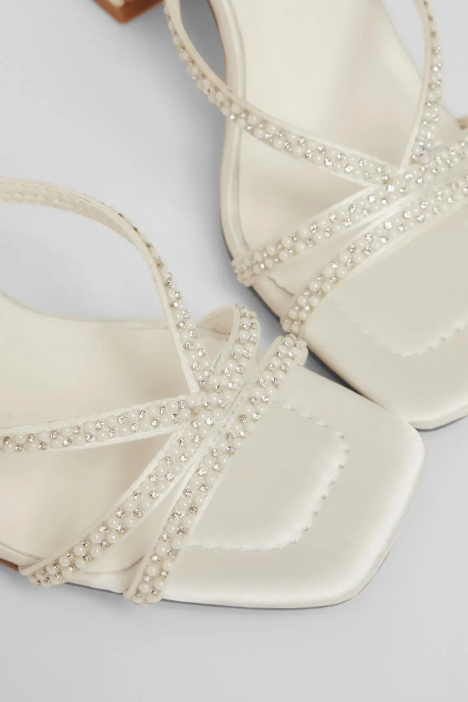 Quiz Bridal White Embellished Block Heels