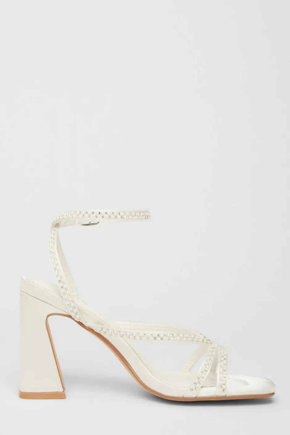Quiz Bridal White Embellished Block Heels
