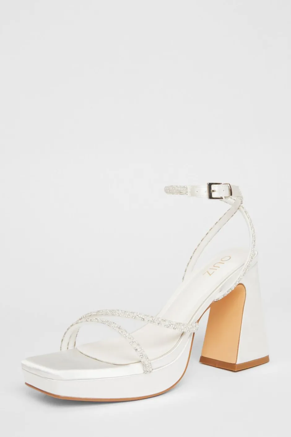 Quiz Bridal White Embellished Platform Heels Sale