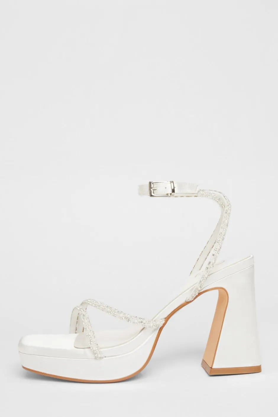Quiz Bridal White Embellished Platform Heels Sale